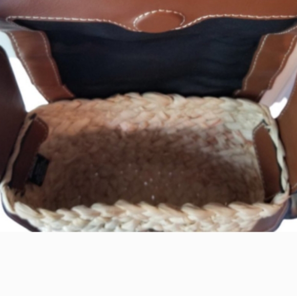 SAM EDELMAN • ELLE Boho Summer Straw Ratan Husk Leather Flap Crossbody Purse - Picture 10 of 15